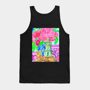 Watercolor pagoda and cheetah Tank Top